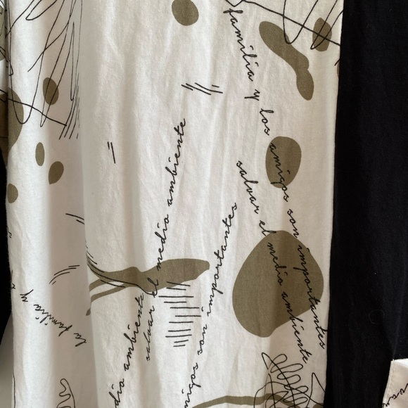 Parsley & Sage Black and White Abstract Lagenlook 3/4 Sleeves Blouse Size L - Picture 7 of 10